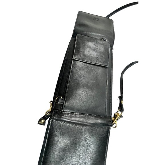 Black Leather Crossbody Bag With Adjustable Strap & Multiple Pockets 39I - Picture 3 of 11